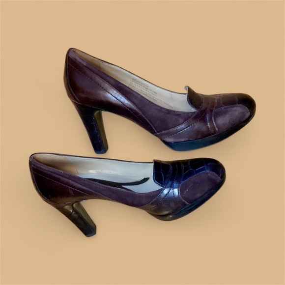 Naturalizer Leather Chocolate Brown Platform Heels, fit 6.5-7 - Picture 13 of 15